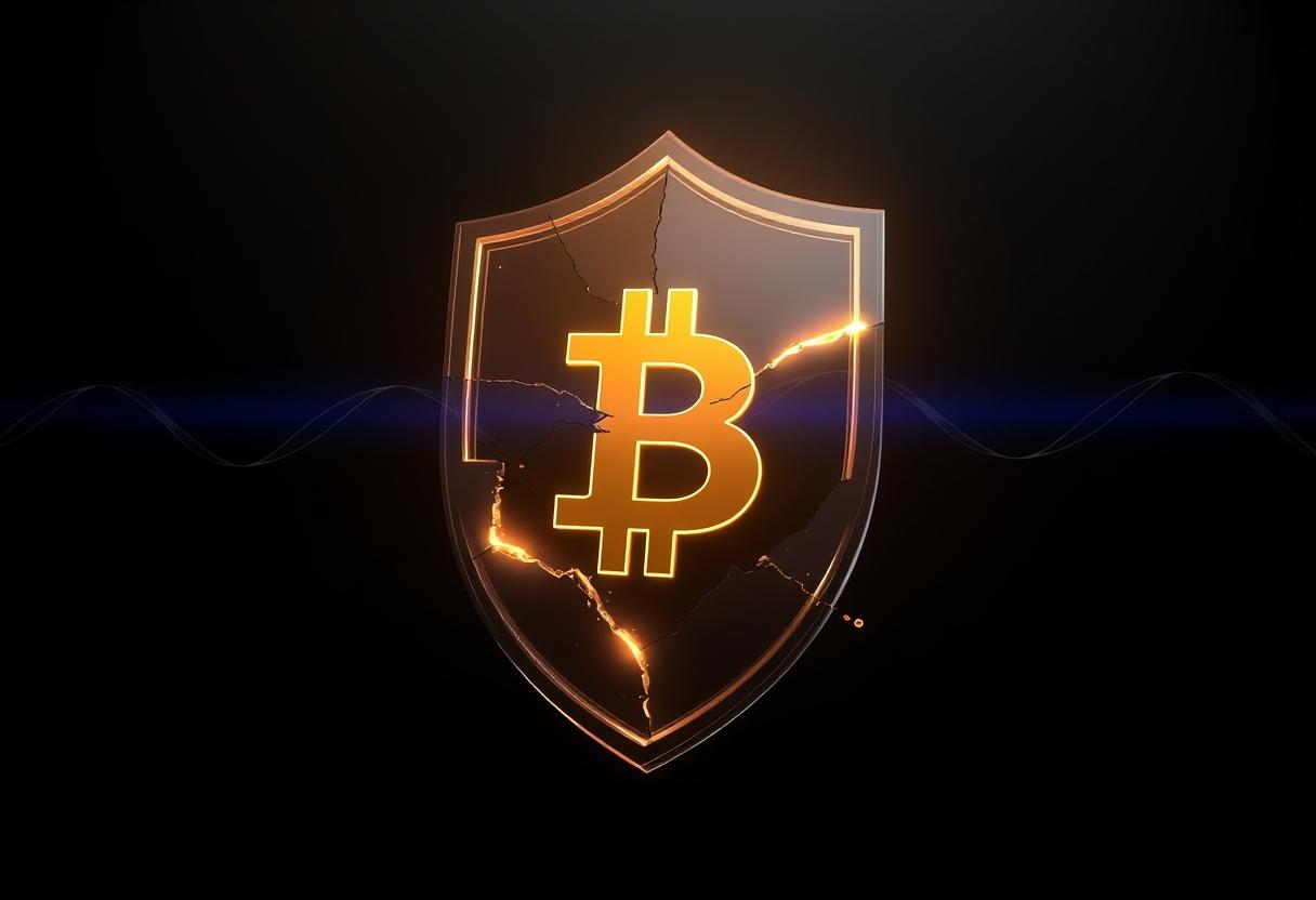 A digital barrier guarding the leading digital asset, subtly hinting at cryptographic vulnerabilities.