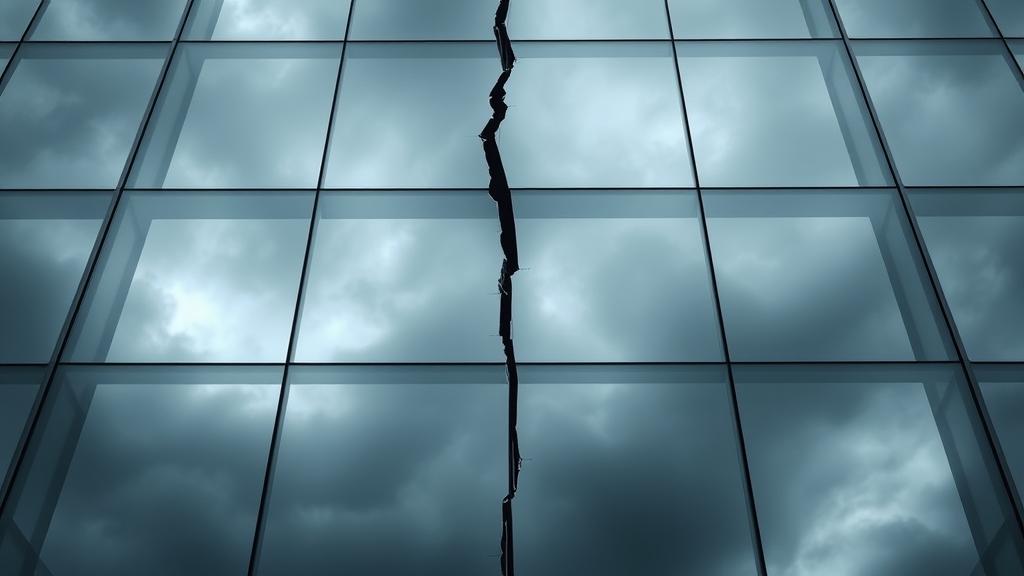 The Fractured Facade: Structural fragility under sudden pressure.