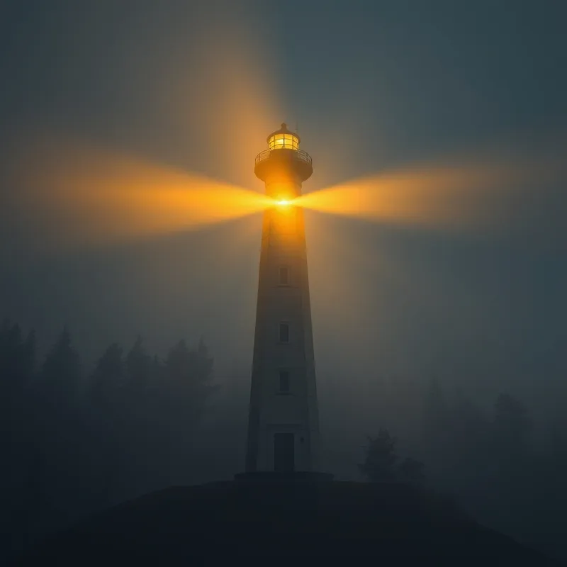 Navigating September: A solitary beacon in seasonal obscurity.