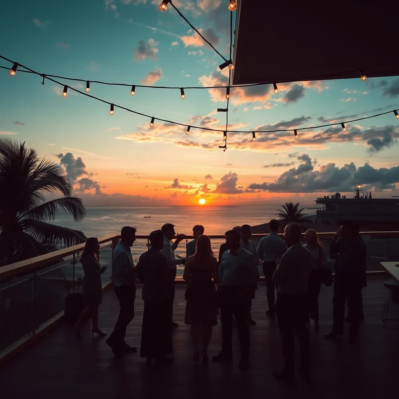 The Sunset Afterparty: Liquidity networks bonding beneath Bali skies.