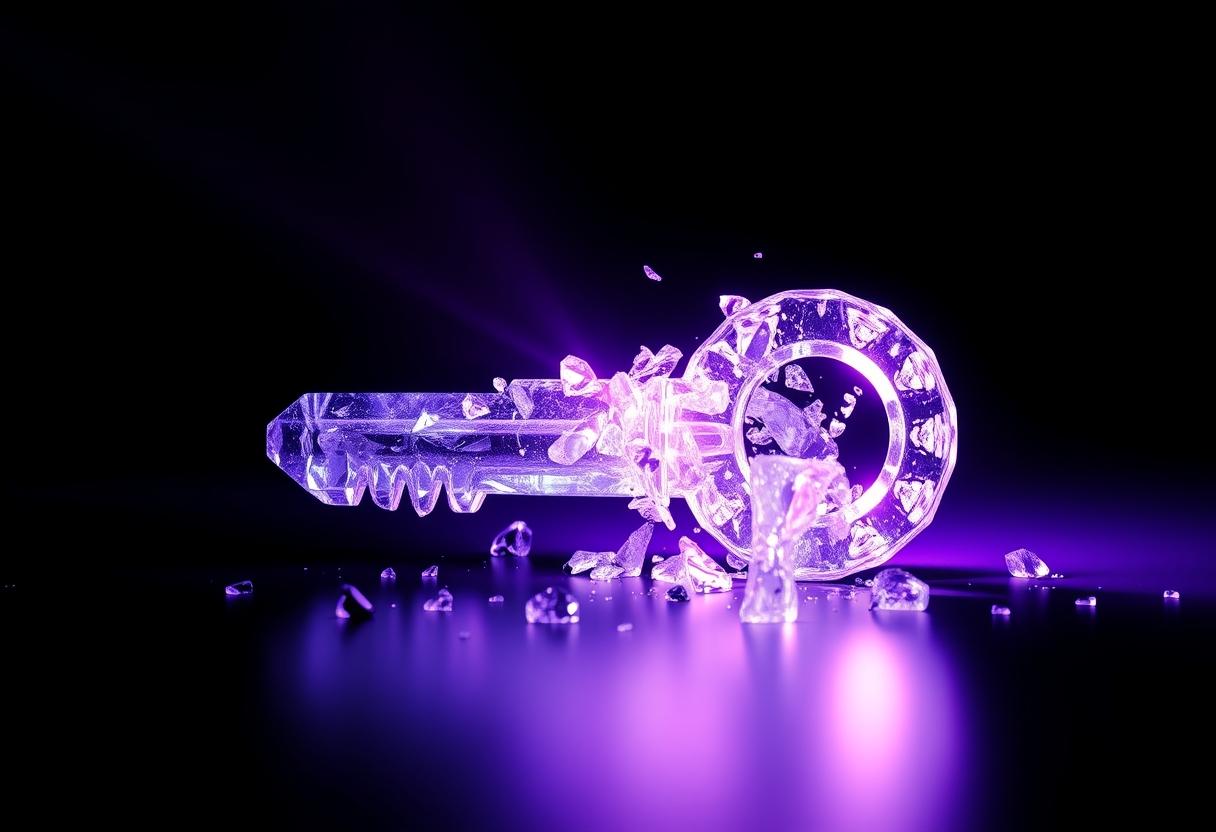 Shattered encryption keys represent the potential fragility of the core Bitcoin security model.