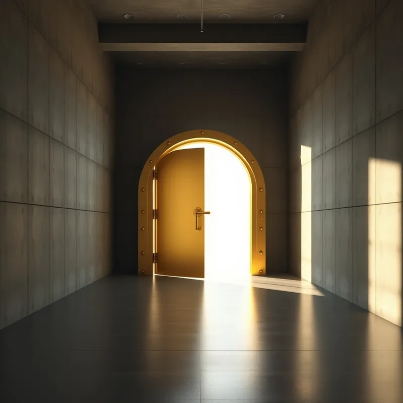 The Vault Illusion: Empty chambers behind golden doors.